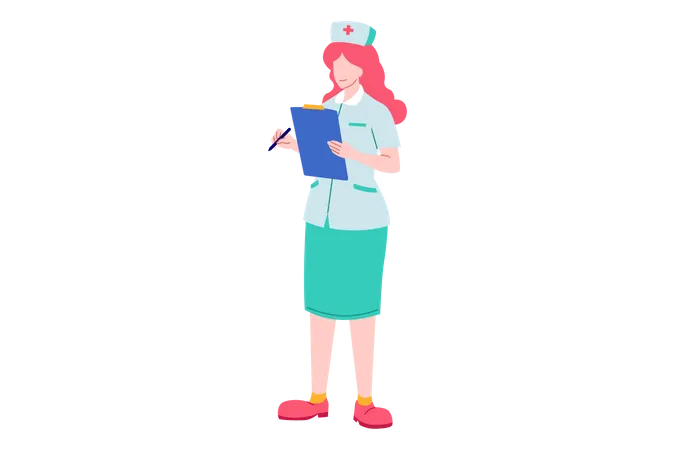 Krankenschwester hält Notizblock  Illustration