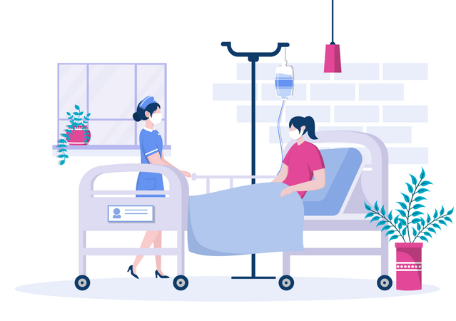 Krankenschwester hilft Patienten  Illustration