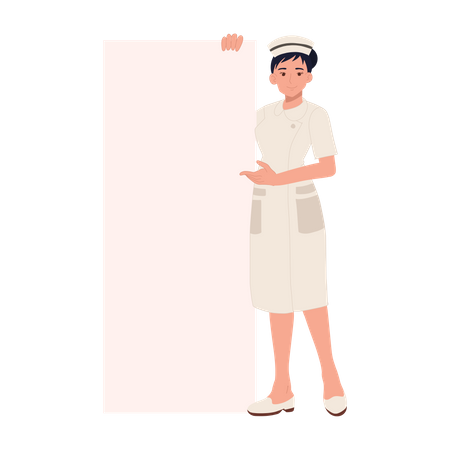 Krankenschwester mit großem Schild  Illustration