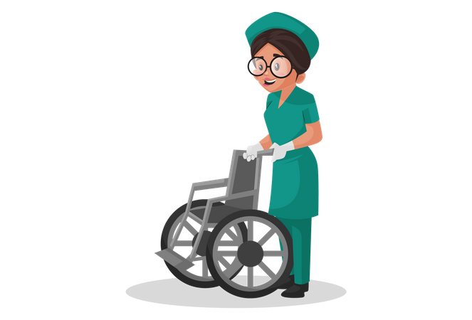 Krankenschwester mit Rollstuhl  Illustration