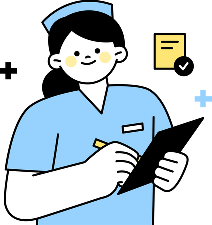 Krankenschwester schreibt in Notizblock  Illustration