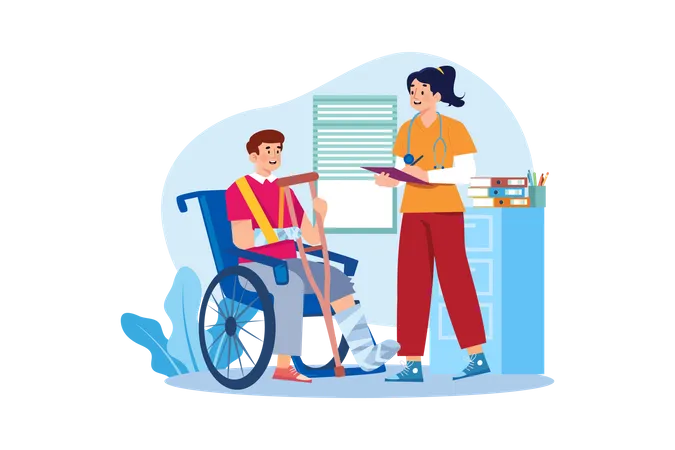 Krankenschwester steht mit Patient  Illustration