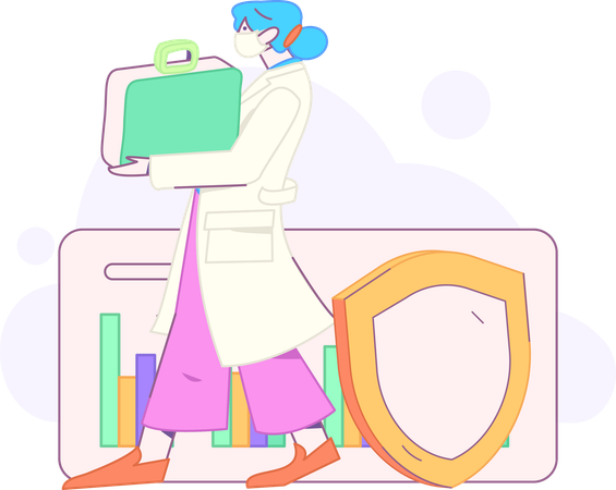 Krankenschwester mit medizinischem Kit  Illustration