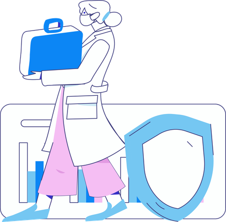 Krankenschwester mit medizinischem Kit  Illustration