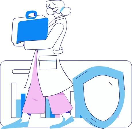 Krankenschwester mit medizinischem Kit  Illustration