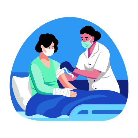 Krankenschwester verbindet Wunde eines Patienten  Illustration