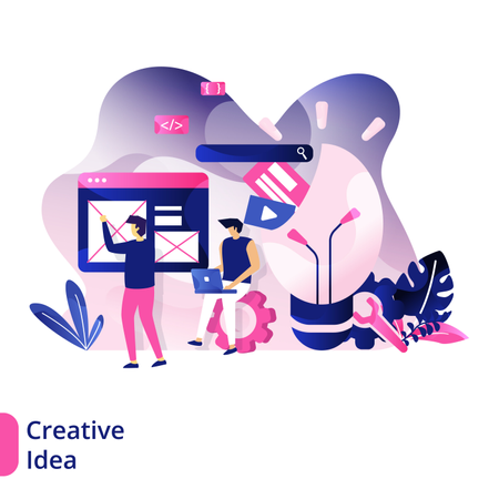 Kreative Idee bei der Webseitenentwicklung  Illustration