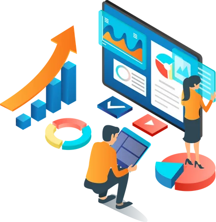 Kreativteam bei der Datenanalyse  Illustration