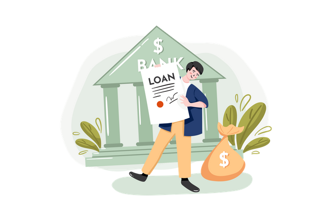 Kreditantrag bei der Bank  Illustration