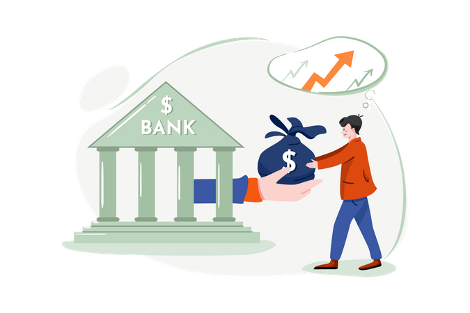 Kredit bei der Bank aufnehmen  Illustration