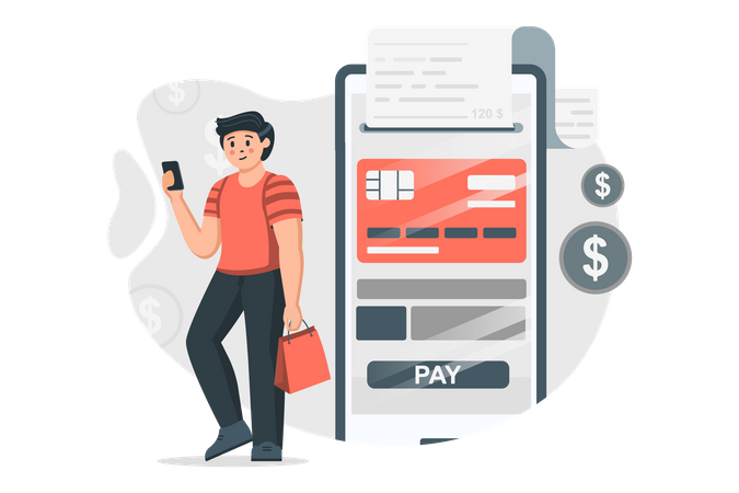 App zur Bezahlung von Kreditkartenrechnungen  Illustration