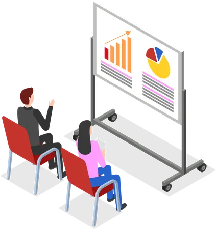 Kreisdiagrammdaten im Meeting besprochen  Illustration