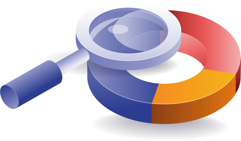 Kreisdiagramm mit Lupe  Illustration