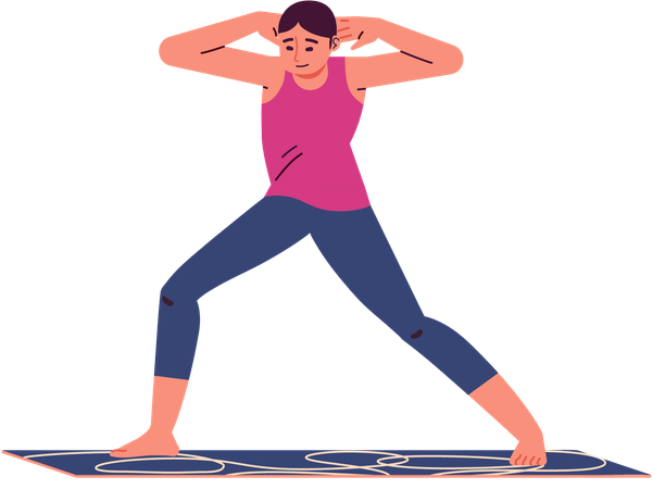 Yoga-Kriegerpose, ausgeführt von einem Sportler  Illustration