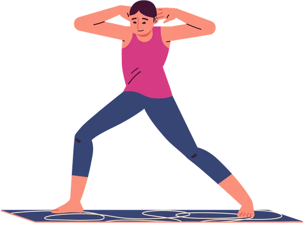 Yoga-Kriegerpose, ausgeführt von einem Sportler  Illustration