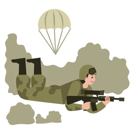 Kriegskämpfer mit einer Waffe ausgerüstet  Illustration