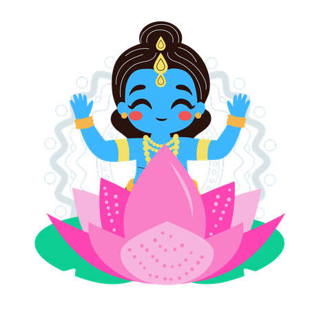 Krishna mit Lotus  Illustration