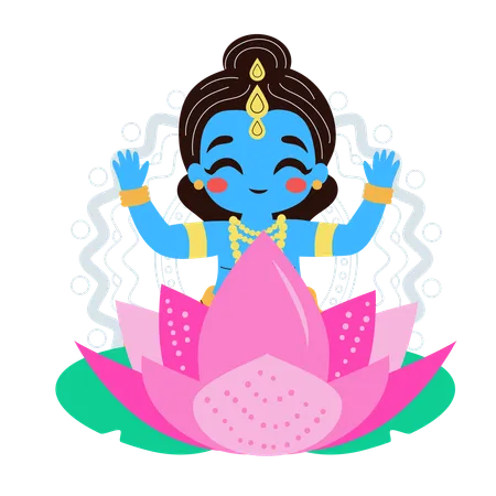 Krishna mit Lotus  Illustration