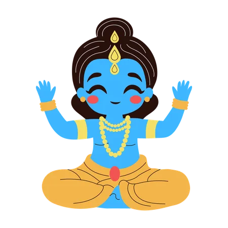 Krishna sitting with open hands  Illustration