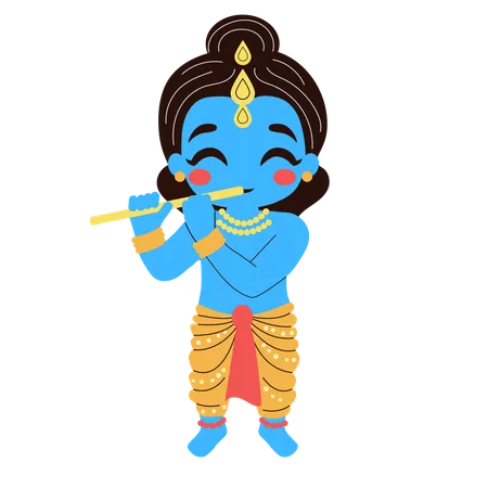 Krishna standing with flute  Illustration