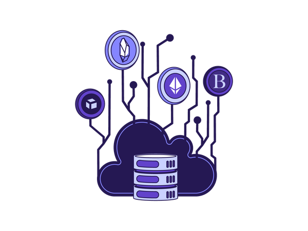 Kryptowährungs-Cloud-Datenbank  Illustration