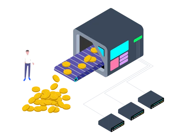 Kryptowährung-Mining-Fabrik  Illustration