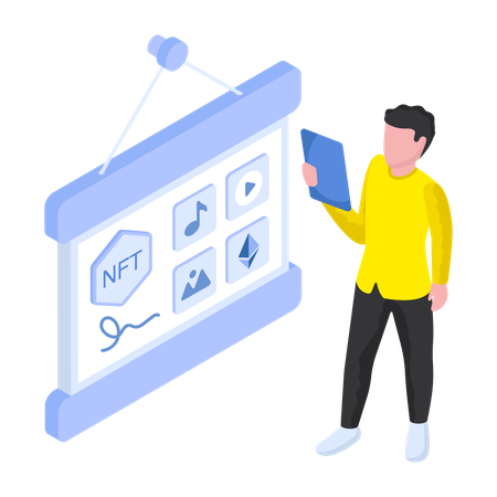 Kryptowährung NFT Präsentation  Illustration