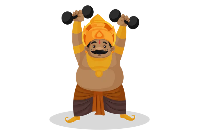 Kumbhkaran holding dumbells  Illustration