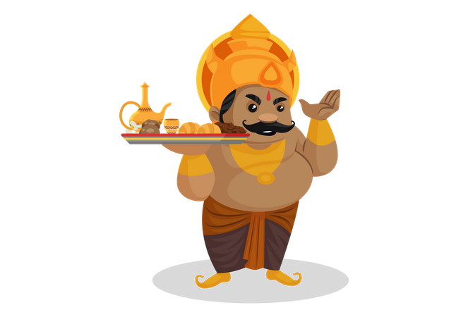 Kumbhkaran holding food plate  Illustration