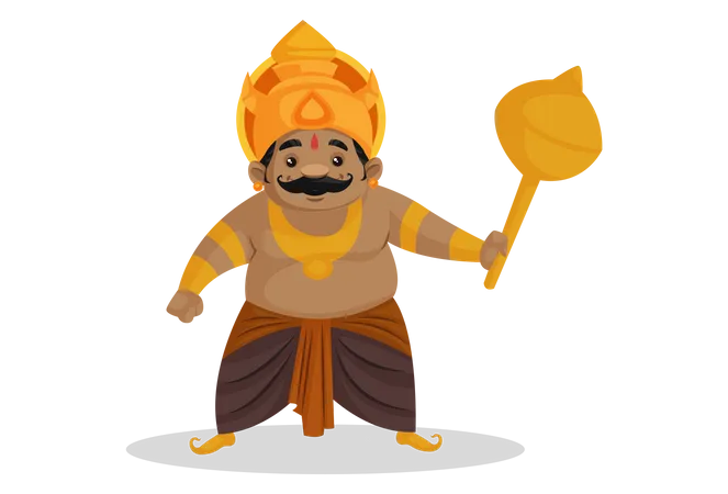 Kumbhkaran holding war weapon in his hand Illustration