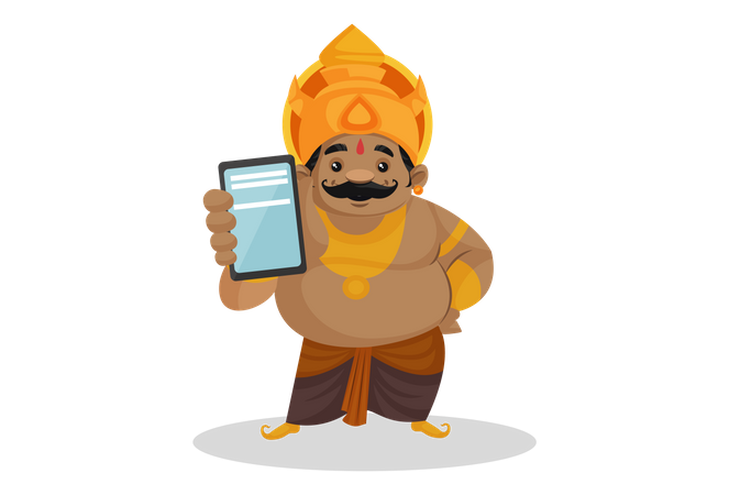 Kumbhkaran showing mobile  Illustration