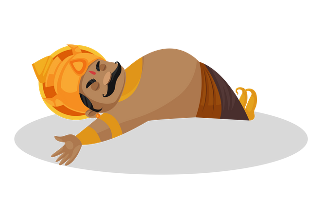 Kumbhkaran sleeping Illustration