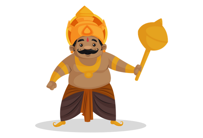 Kumbhkaran sosteniendo un arma de guerra en la mano  Ilustración