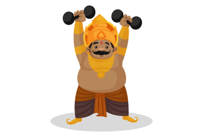 Kumbhkaran sosteniendo pesas  Ilustración