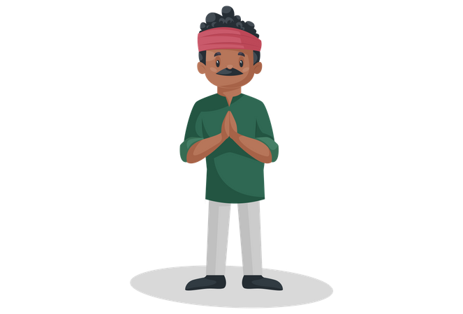 Kumhar is standing with greet hands  Illustration