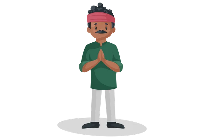 Kumhar is standing with greet hands  Illustration