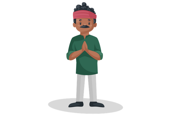 Kumhar is standing with greet hands  Illustration