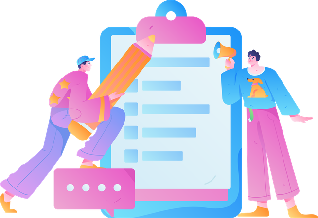 Kunden fordern Social-Media-Umfrage  Illustration