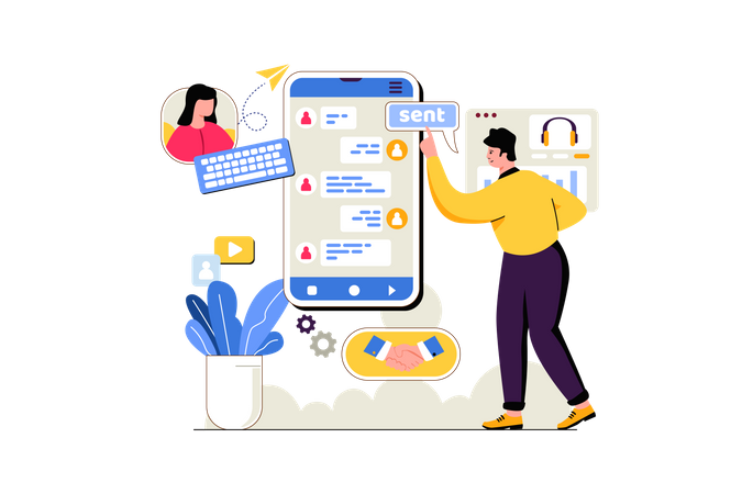 Kunden-Support-Chat  Illustration