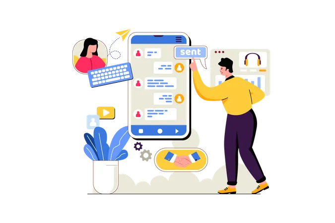 Kunden-Support-Chat  Illustration