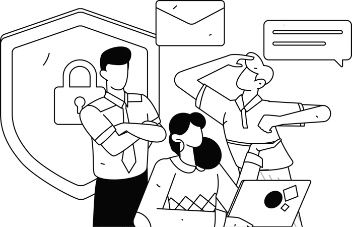Mitarbeiter im Kundensupport arbeitet am Laptop  Illustration