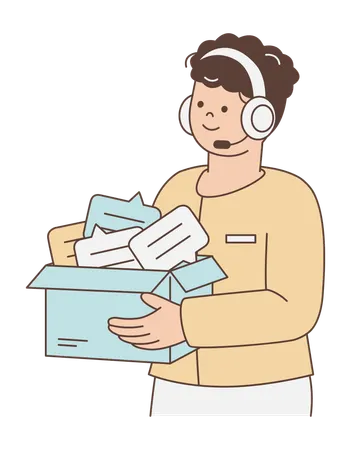 Kundendienstmitarbeiter, der Kommunikationsanfragen und Nachrichten verwaltet  Illustration