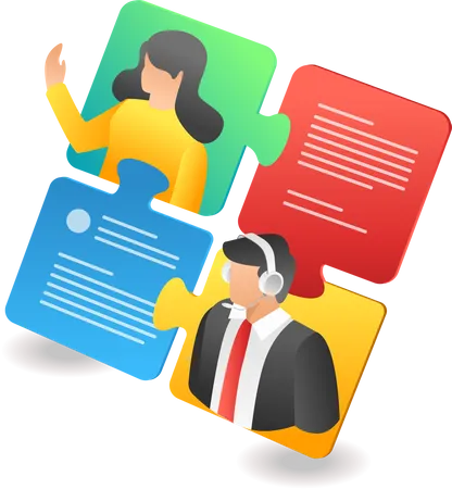 Kundenservice-Gesprächsrätsel mit Kunden  Illustration