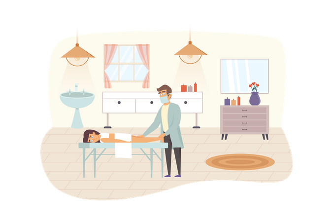 Kundin bekommt Massage  Illustration