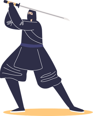 Kung fu samurai warrior with sword Illustration