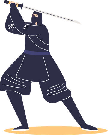 Kung fu samurai warrior with sword  Illustration