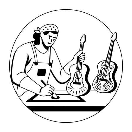 Künstler individualisiert Gitarre  Illustration