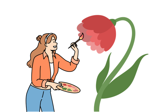 Künstlerin malt Blume  Illustration