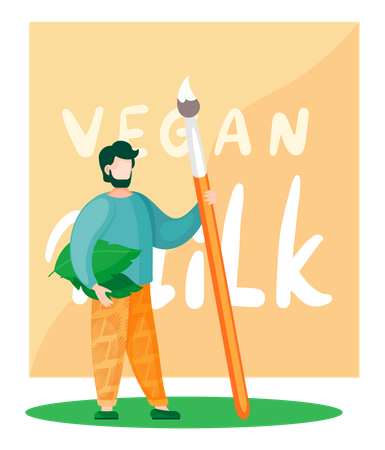 Künstlerisches Gemälde zum Thema vegane Milch  Illustration