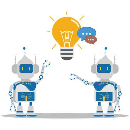 Künstlich intelligente Roboter Kooperation  Illustration